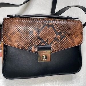 Nine West Black and Brown Snake-Print Crossbody Handbag NWOT